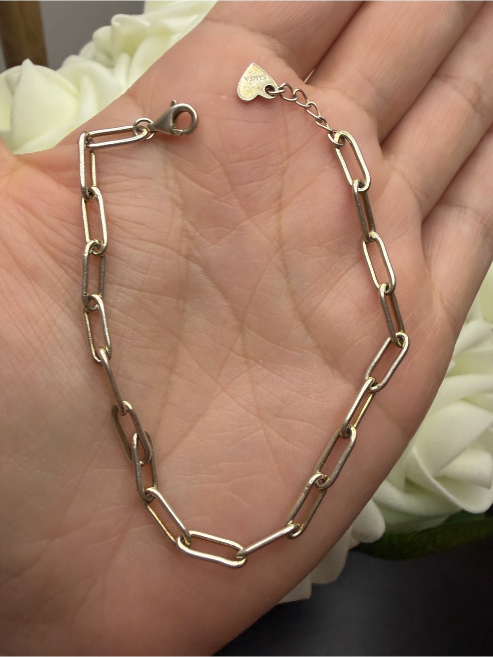 Delicate sterling Silver Paperclip Chain Bracelet - Women Jewelry
